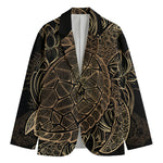 Black And Gold Sea Turtle Print Men's Blazer