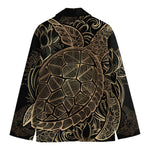 Black And Gold Sea Turtle Print Men's Blazer