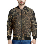 Black And Gold Sea Turtle Print Men's Bomber Jacket