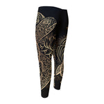 Black And Gold Sea Turtle Print Men's Compression Pants