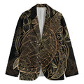 Black And Gold Sea Turtle Print Men's Cotton Blazer