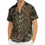Black And Gold Sea Turtle Print Men's Deep V-Neck Shirt