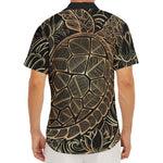 Black And Gold Sea Turtle Print Men's Deep V-Neck Shirt