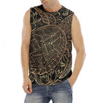 Black And Gold Sea Turtle Print Men's Fitness Tank Top