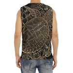 Black And Gold Sea Turtle Print Men's Fitness Tank Top
