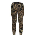 Black And Gold Sea Turtle Print Men's Leggings