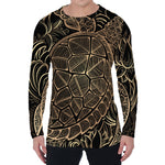Black And Gold Sea Turtle Print Men's Long Sleeve T-Shirt