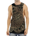 Black And Gold Sea Turtle Print Men's Muscle Tank Top