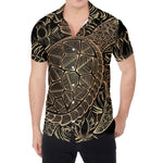 Black And Gold Sea Turtle Print Men's Shirt