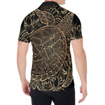 Black And Gold Sea Turtle Print Men's Shirt