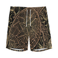 Black And Gold Sea Turtle Print Men's Athletic Shorts