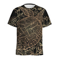 Black And Gold Sea Turtle Print Men's Athletic T-Shirt