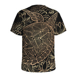 Black And Gold Sea Turtle Print Men's Sports T-Shirt