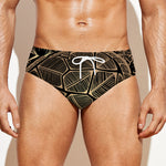Black And Gold Sea Turtle Print Men's Swim Briefs