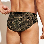 Black And Gold Sea Turtle Print Men's Swim Briefs