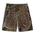 Black And Gold Sea Turtle Print Men's Swim Trunks