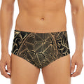 Black And Gold Sea Turtle Print Men's Triangle Swim Briefs