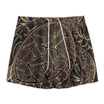 Black And Gold Sea Turtle Print Mesh Shorts
