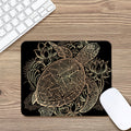 Black And Gold Sea Turtle Print Mouse Pad