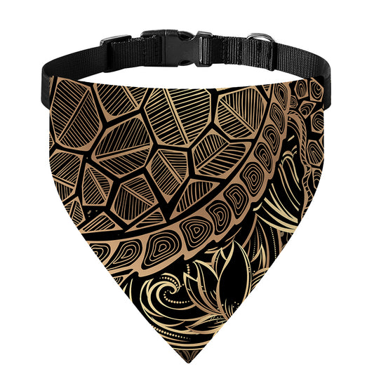 Black And Gold Sea Turtle Print Over The Collar Dog Bandana