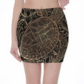 Black And Gold Sea Turtle Print Pencil Mini Skirt