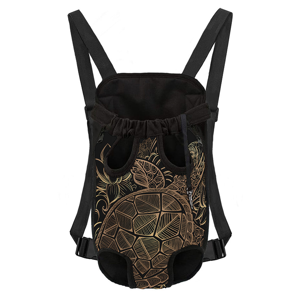 Black And Gold Sea Turtle Print Pet Carrier Backpack