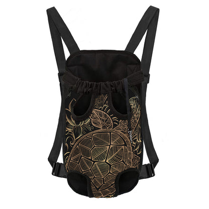 Black And Gold Sea Turtle Print Pet Carrier Backpack
