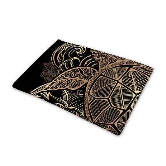Black And Gold Sea Turtle Print Pet Cooling Mat Cover