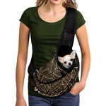 Black And Gold Sea Turtle Print Pet Sling Carrier