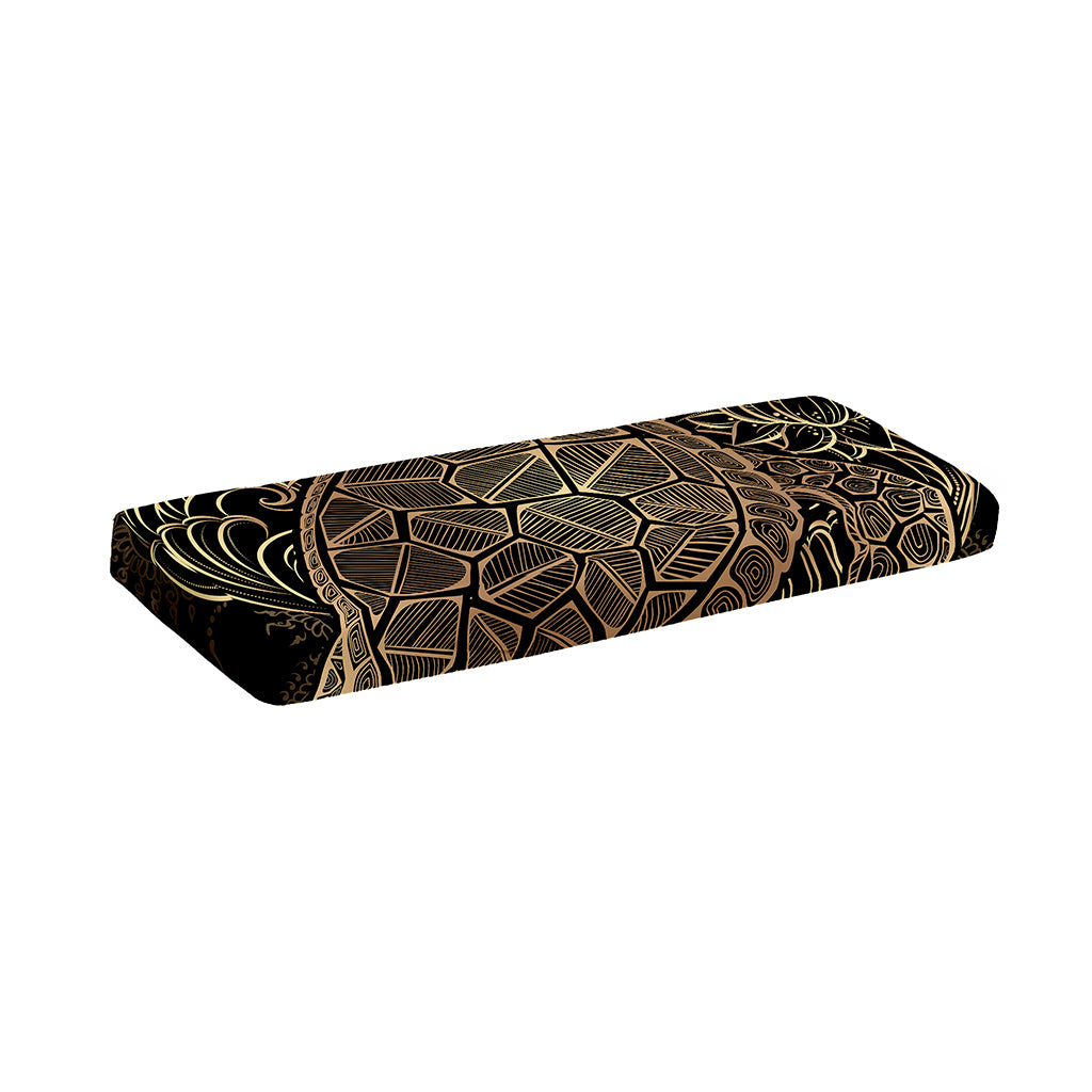 Black And Gold Sea Turtle Print Piano Keyboard Cover