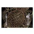 Black And Gold Sea Turtle Print Placemat