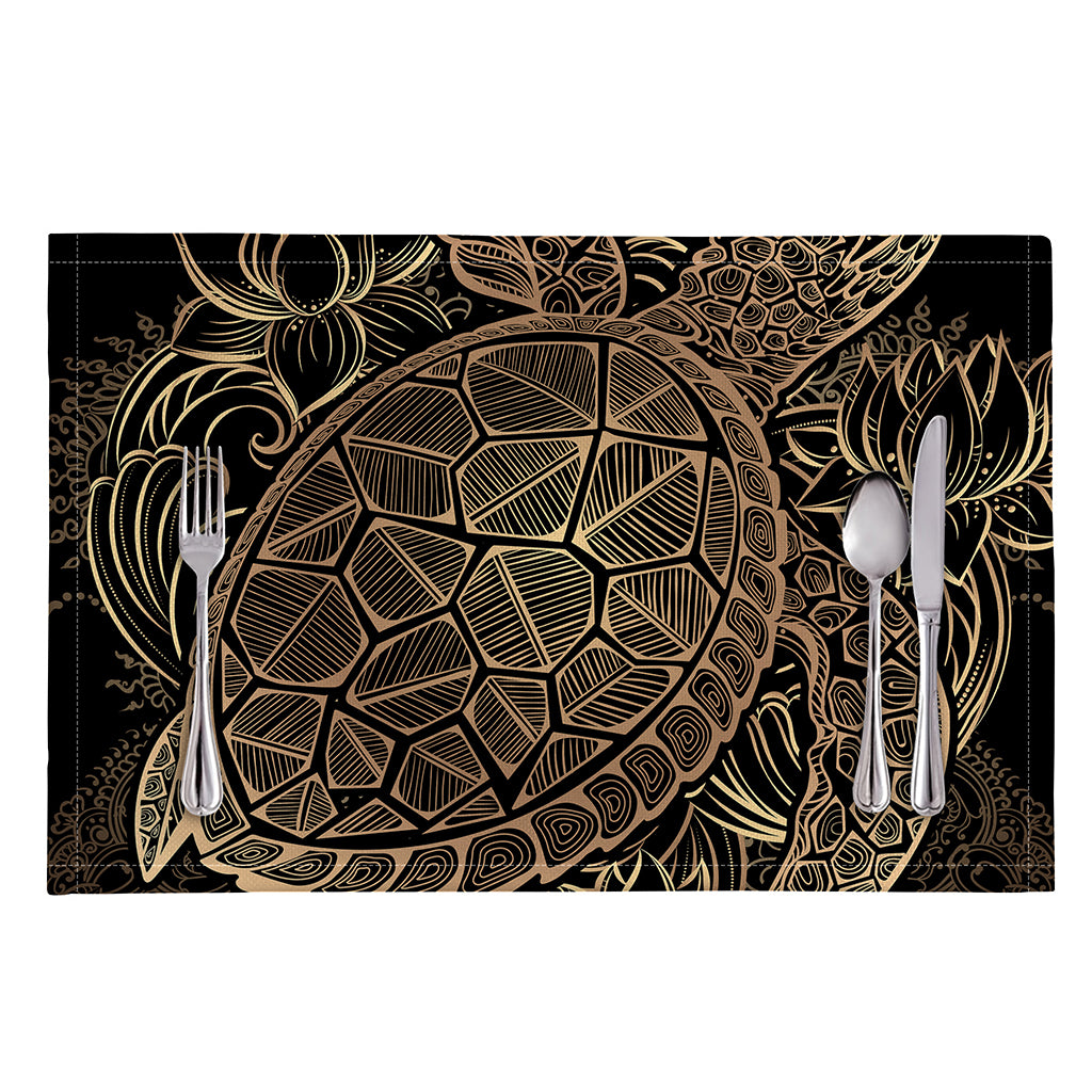 Black And Gold Sea Turtle Print Placemat