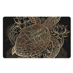 Black And Gold Sea Turtle Print Polyester Doormat