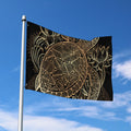 Black And Gold Sea Turtle Print Polyester Flag
