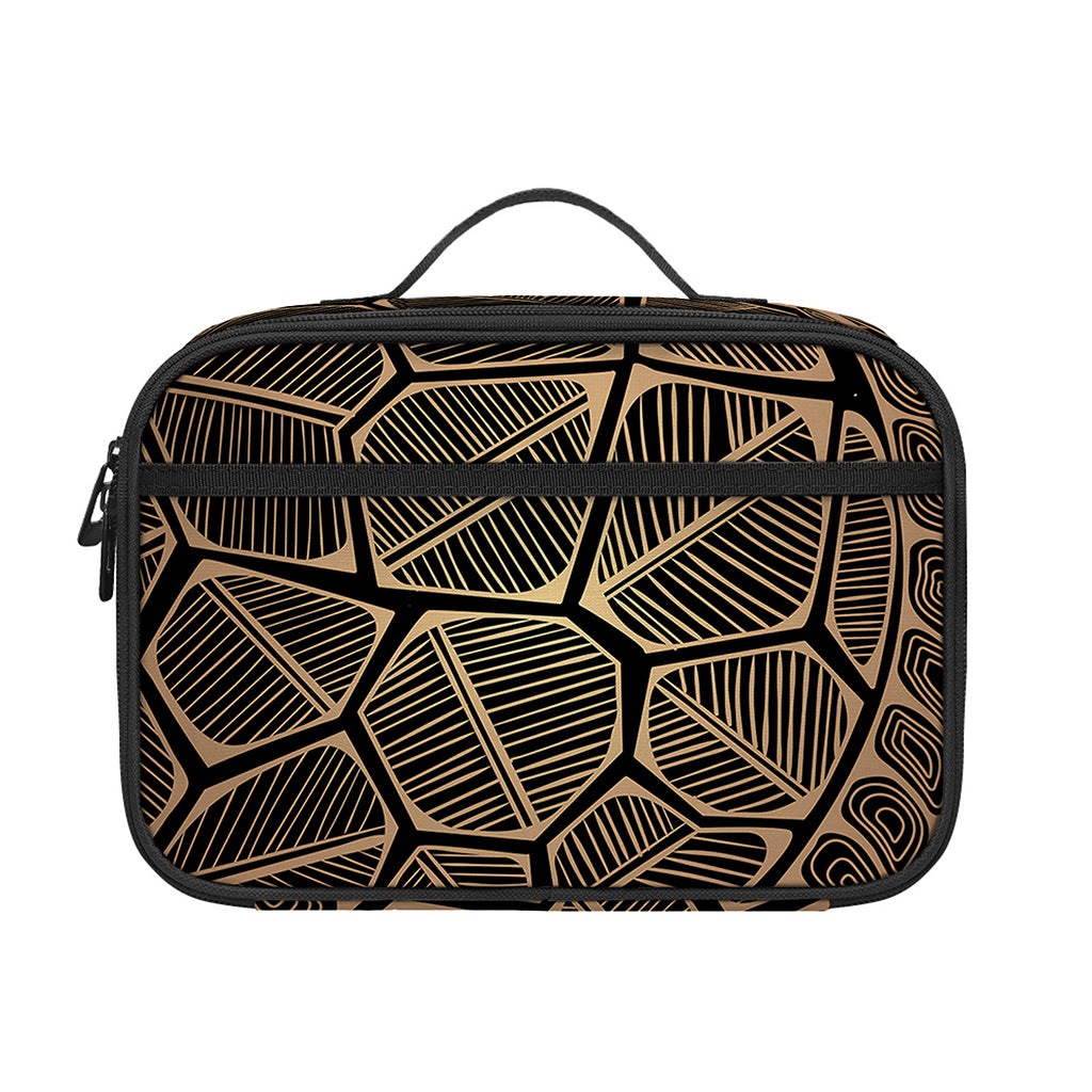 Black And Gold Sea Turtle Print Portable Lunch Bag