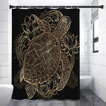 Black And Gold Sea Turtle Print Premium Shower Curtain