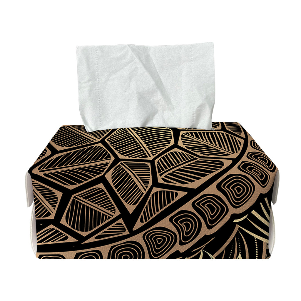 Black And Gold Sea Turtle Print Rectangle Tissue Box Cover