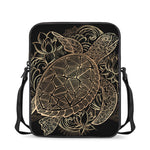 Black And Gold Sea Turtle Print Rectangular Crossbody Bag