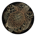 Black And Gold Sea Turtle Print Round Blanket