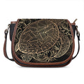 Black And Gold Sea Turtle Print Saddle Bag