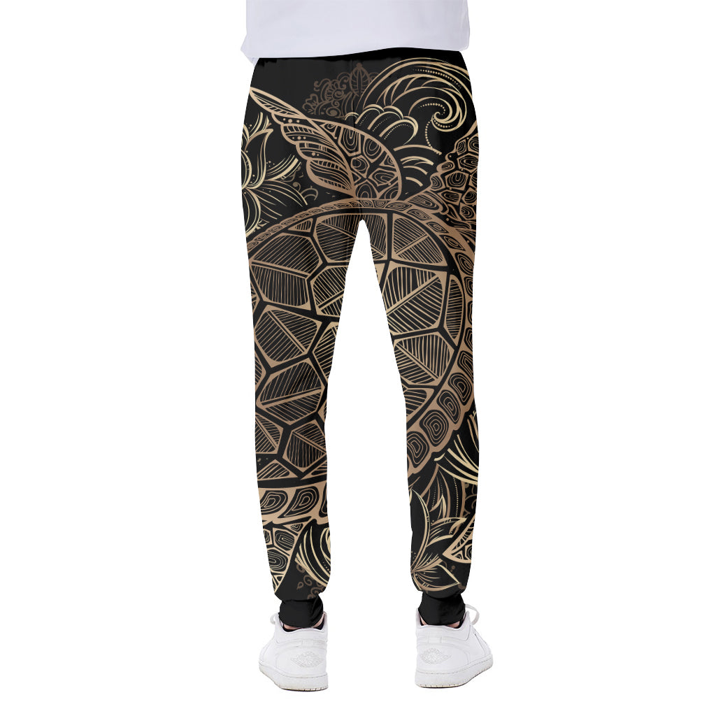 Black And Gold Sea Turtle Print Scuba Joggers