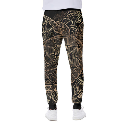 Black And Gold Sea Turtle Print Scuba Joggers