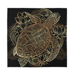 Black And Gold Sea Turtle Print Silk Bandana
