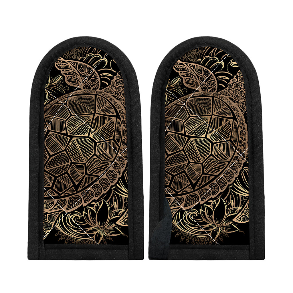 Black And Gold Sea Turtle Print Skillet Handle Cover