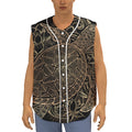 Black And Gold Sea Turtle Print Sleeveless Baseball Jersey