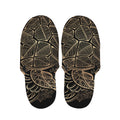 Black And Gold Sea Turtle Print Slippers