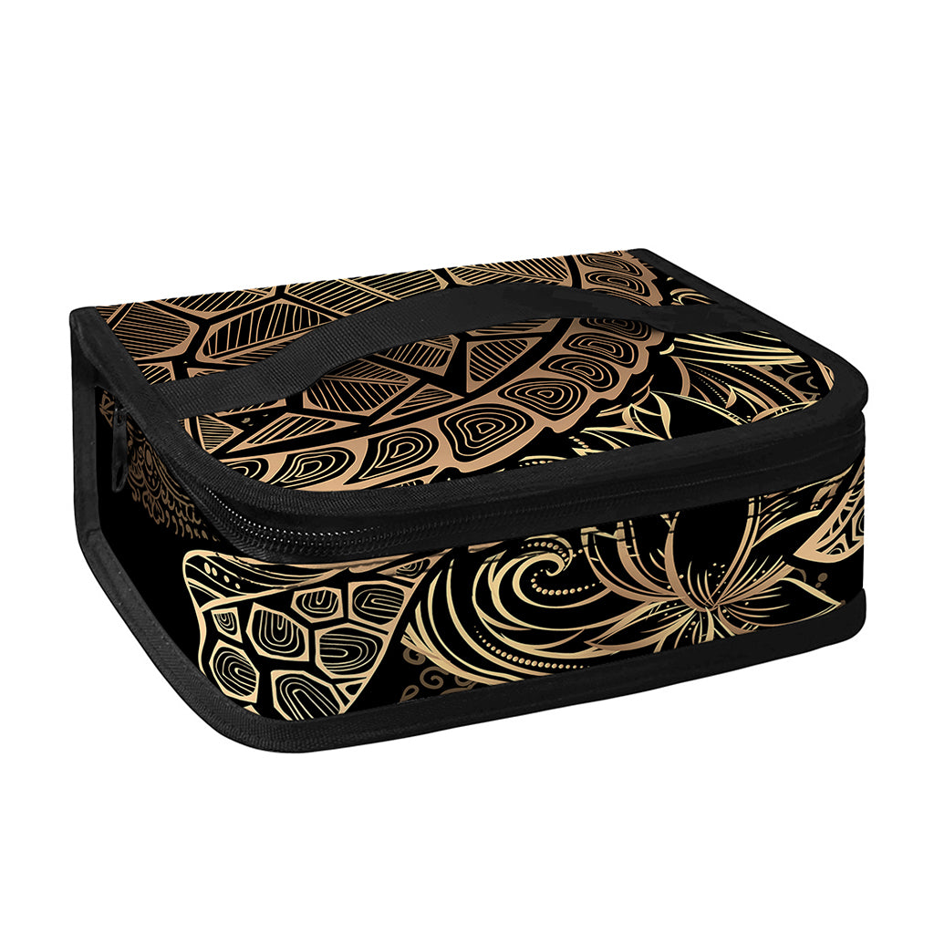 Black And Gold Sea Turtle Print Small Lunch Bag