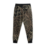 Black And Gold Sea Turtle Print Sweatpants