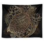 Black And Gold Sea Turtle Print Tapestry