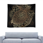 Black And Gold Sea Turtle Print Tapestry